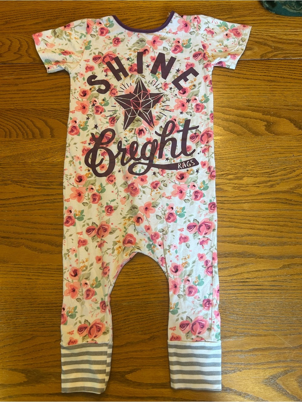 RAGS Shine Bright Floral Snapless Romper One Piece Toddler Girl Size 2T